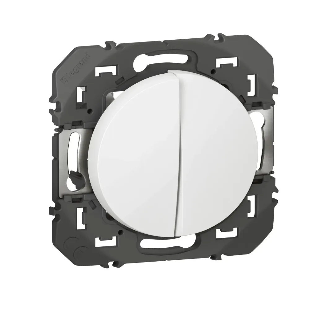 DOUBLE INTERRUPTEUR OU VA-ET-VIENT DOOXIE 10AX 250V~ FINITION - BLANC